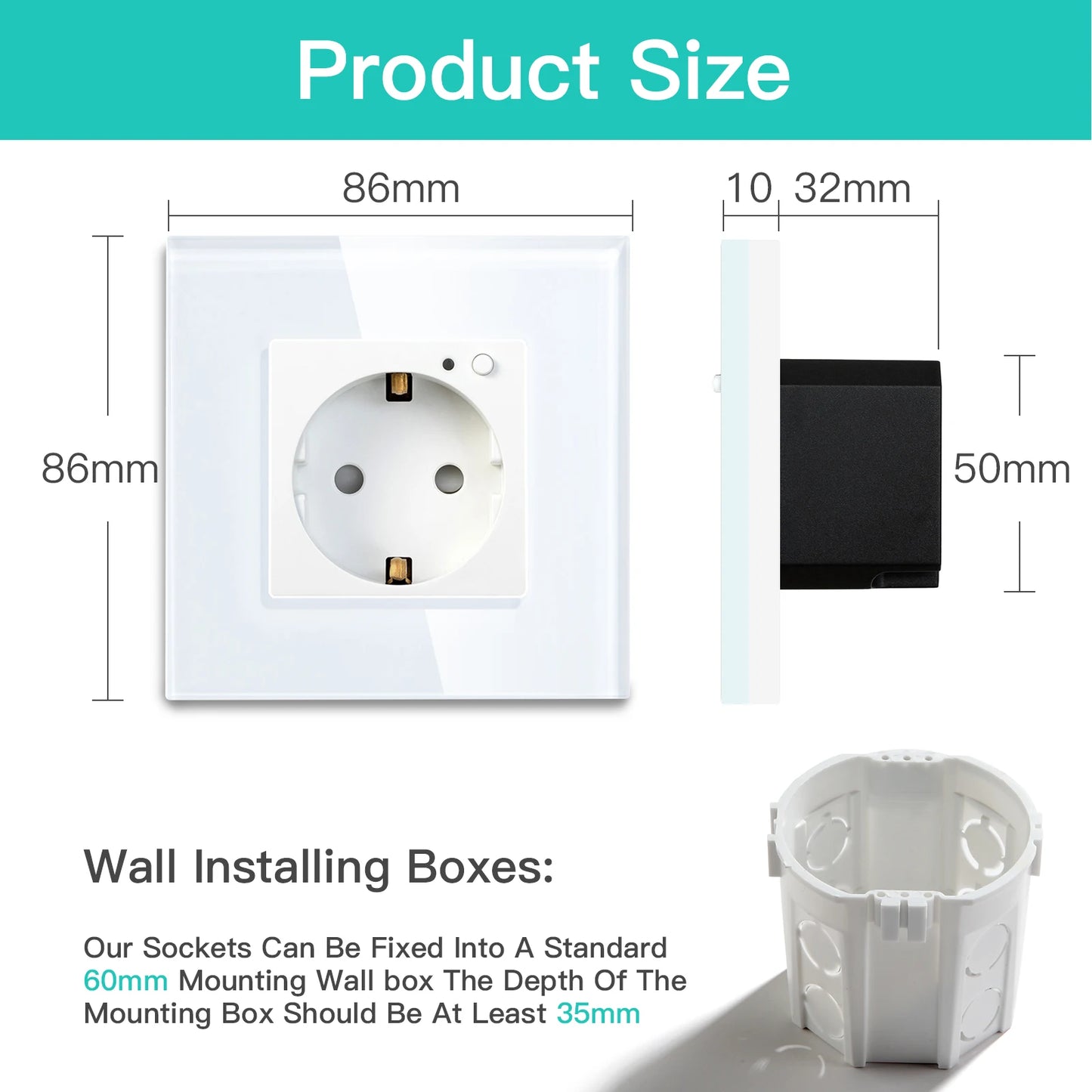 Bseed Smart WiFi Socket – EU Standard Intelligent Outlet, Compatible with Tuya App, Google & Alexa, Timer Function Home Improvement Plug