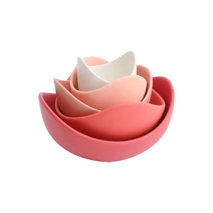 Lotus Ceramic Bowl Set - Flower-Shaped Fruit, Salad & Dinner Plates with Decorative Storage Design