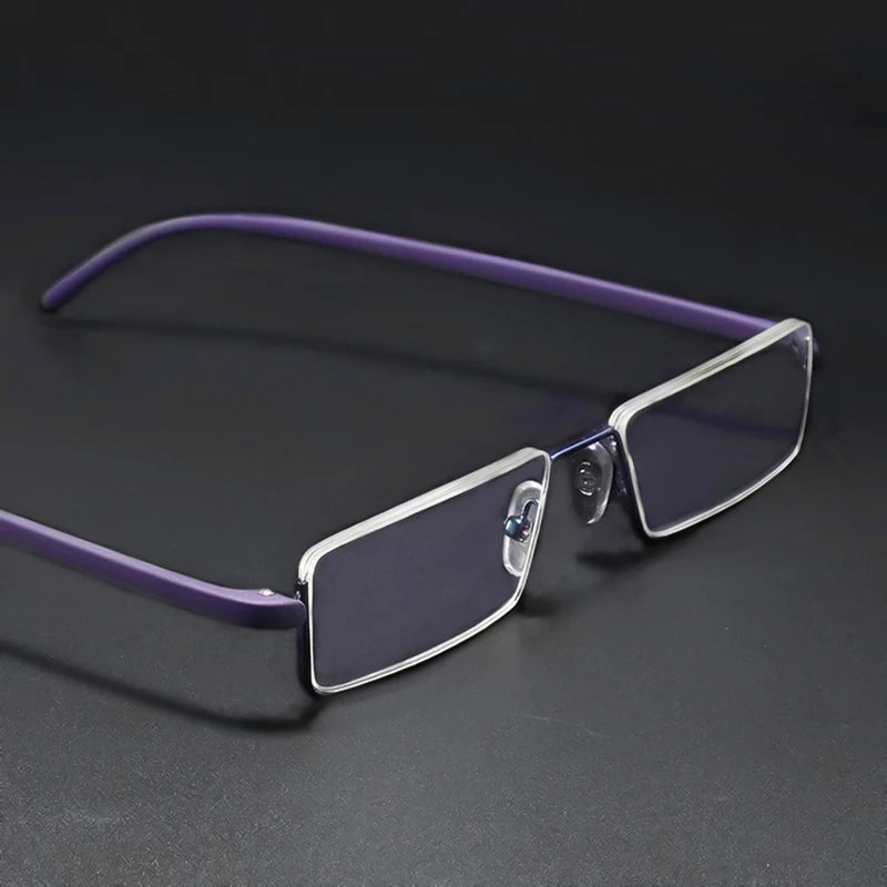 May Flower Anti-Blue Light Reading Glasses – Men’s Half-Frame TR90 Prescription Eyewear +1.75 with Case