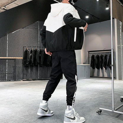 2025 Men’s Tracksuit 2-Piece Set — Hooded Jacket & Jogger Pants for Casual, Running & Sports