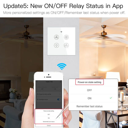 WiFi RF Smart Ceiling Fan Light – 2/3 Way Control, Speed Control, Smart Life/Tuya App, Alexa & Google Home Compatible