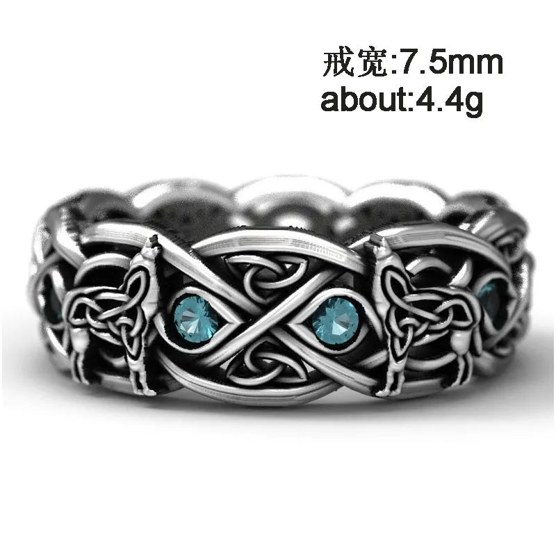 Huitan Viking Giant Wolf Ring – Nordic Mythology Totem, Unisex Punk Hip Hop Fashion Jewelry Gift
