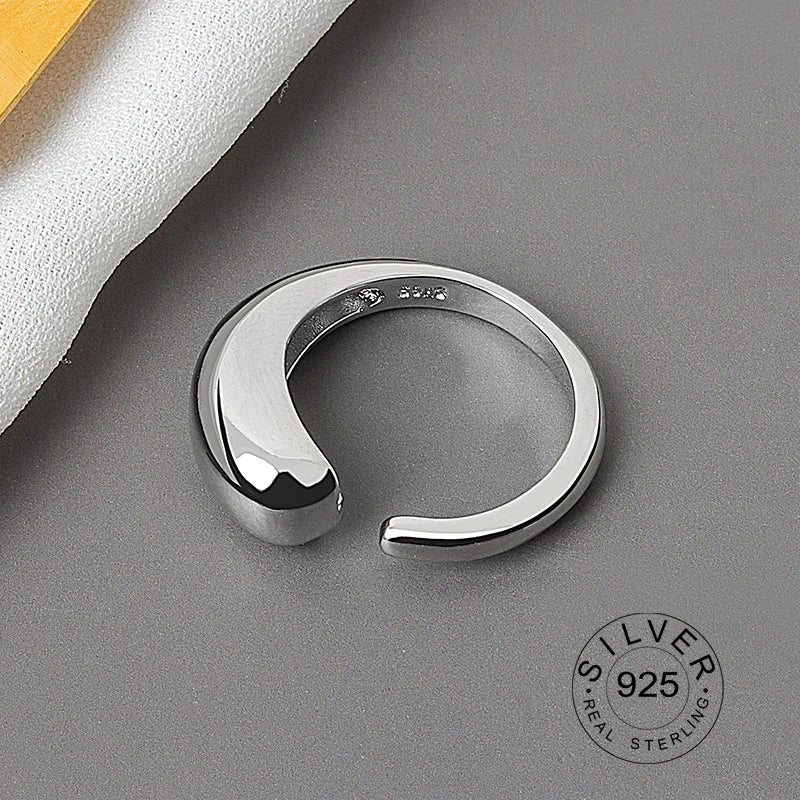 925 Sterling Silver Women’s Open Wave Ring – Irregular Wide Noodle Design Gift