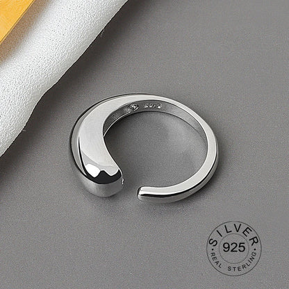925 Sterling Silver Women’s Open Wave Ring – Irregular Wide Noodle Design Gift