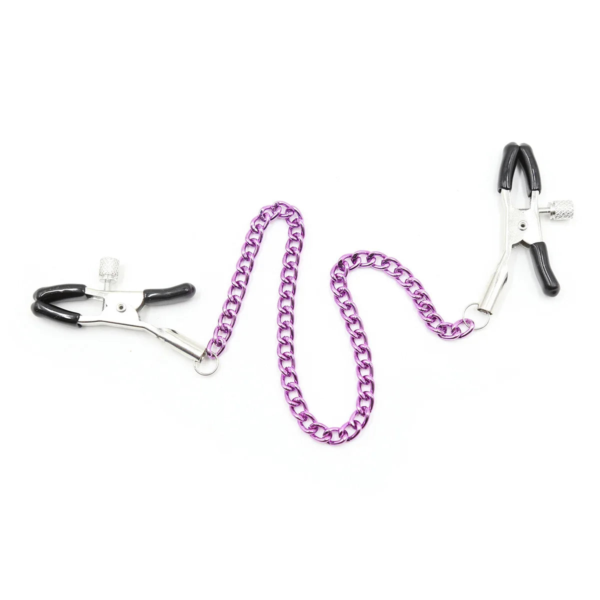 Metal Nipple Clamps with Chain - Adjustable Adult Fetish Jewelry for BDSM and Sensory Play