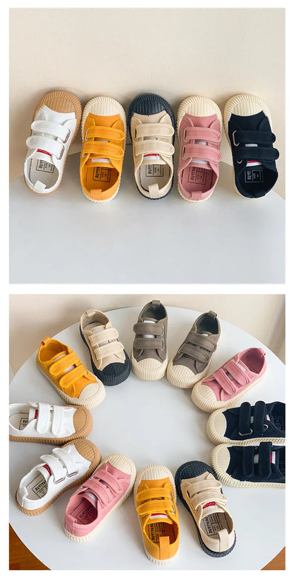 Children’s Canvas Shoes — Boys & Girls Spring/Autumn Breathable Toddler Shoes with Soft Sole & Hook-and-Loop Closure