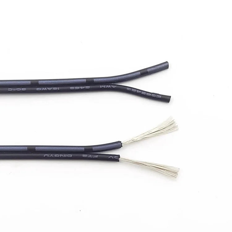 UL2468 2-Pin Copper Cable – PVC LED Strip Extension Wire (16–28 AWG, White/Black/Red)
