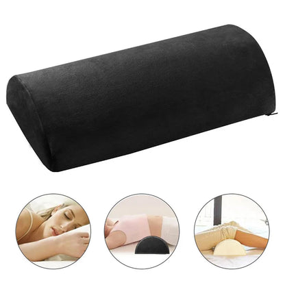 Half Moon Bolster Semi-Roll Pillow - Quality Memory Foam Filling for Ankle, Knee, Back, Lumbar, and Neck Pain Relief