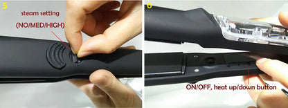 Professional Steam Hair Straightener – Ceramic Vapor Flat Iron, 450℉ Heat with Argan Oil Treatment for Hair Care