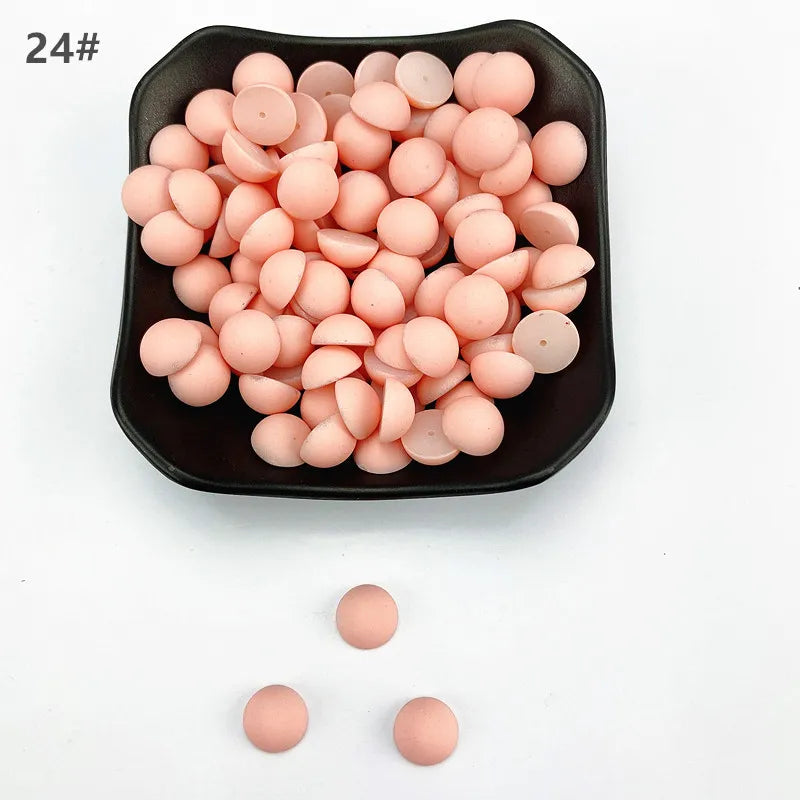 ABS Flat Half Round Beads - 6mm & 10mm Matte Plastic Beads for Clothing Accessories