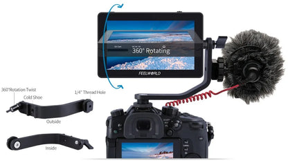 FEELWORLD F6 PLUS V2 6" DSLR Camera Field Monitor – 3D LUT, Touchscreen IPS, 1920x1080 FHD, 4K Support, Focus Assist