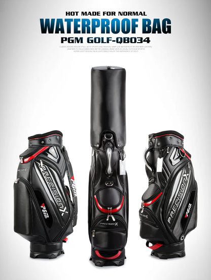 PGM Men's Golf Bag QB034 – PU Waterproof Large Capacity Standard Bag for 14 Golf Clubs