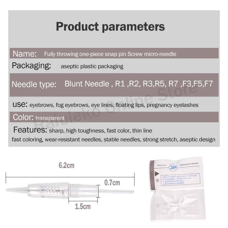 20pcs Tattoo Cartridge Needles - Replacement 1D/1R/2R/3R/3F/5R/5F/7R/7F Microblading Needles for Derma Tools