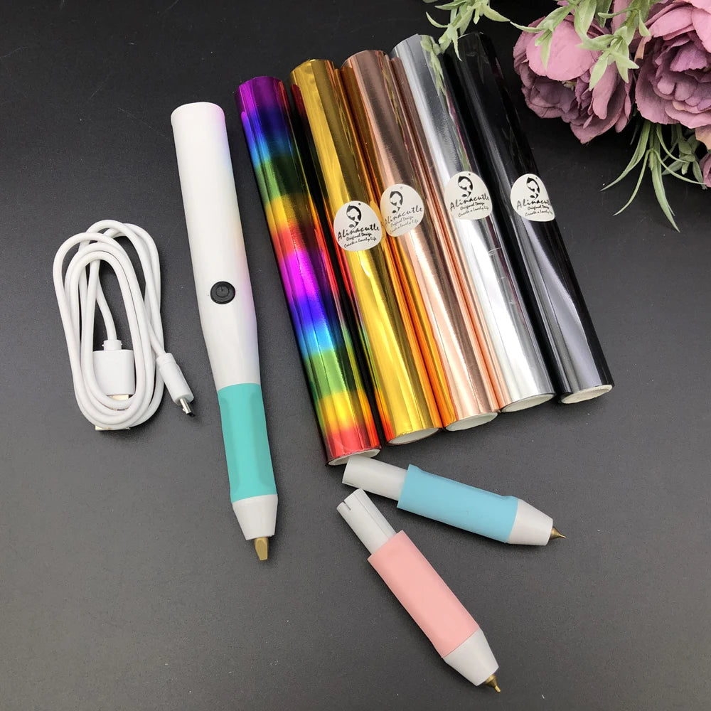 Heated Electric Foil Pen – Hot Foil Quill Tool Kit for Scrapbook & Handmade Craft Foiling