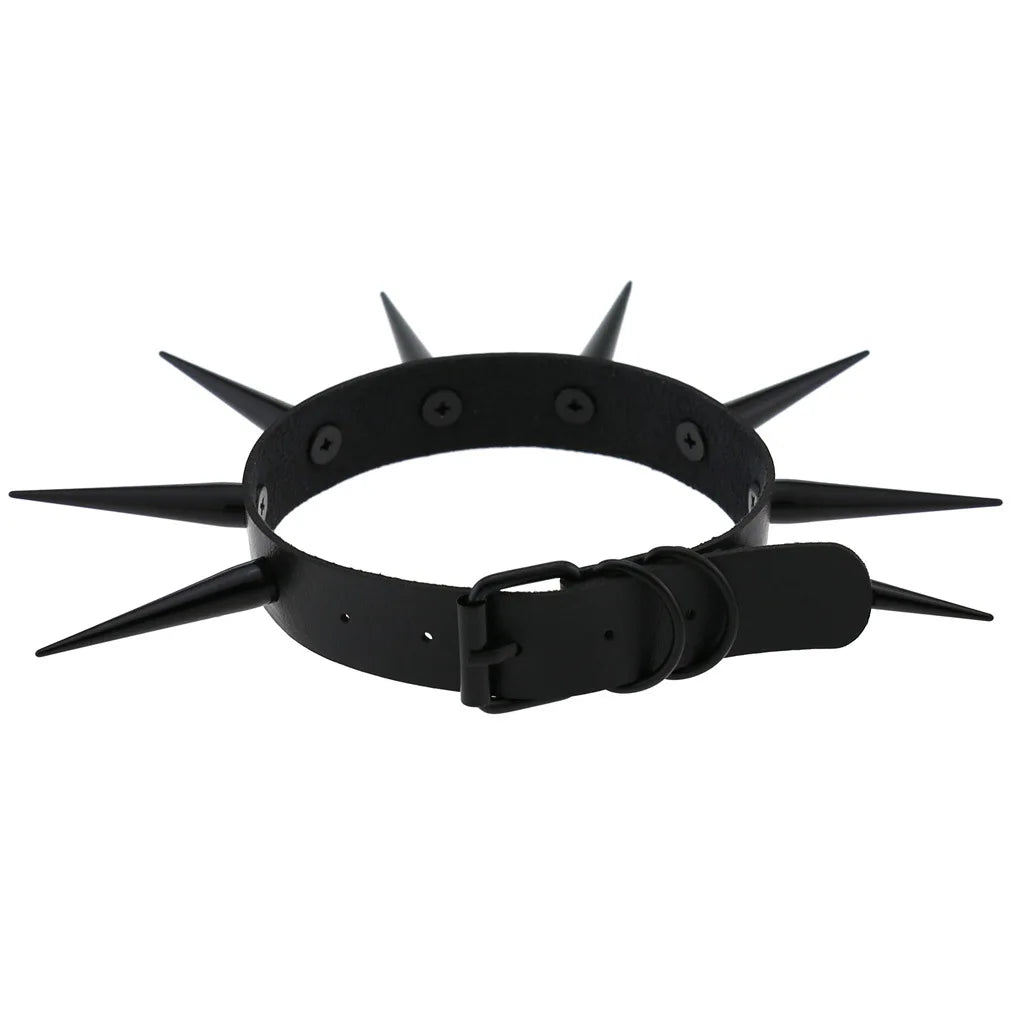 Big Long Spiked Choker Collar – Cool Punk Necklace for Women & Men, Metal Rave Festival Goth Jewelry