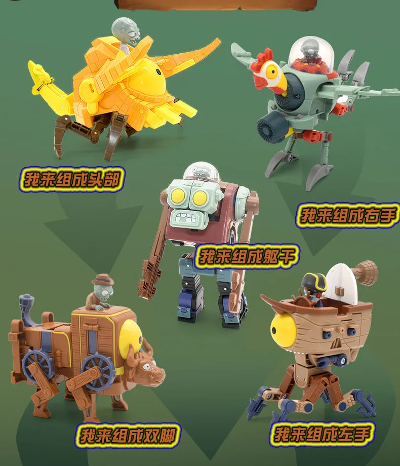 5-in-1 Plants vs Zombies Boss Robot Action Figure Set – PVC Educational Toy Gift for Kids