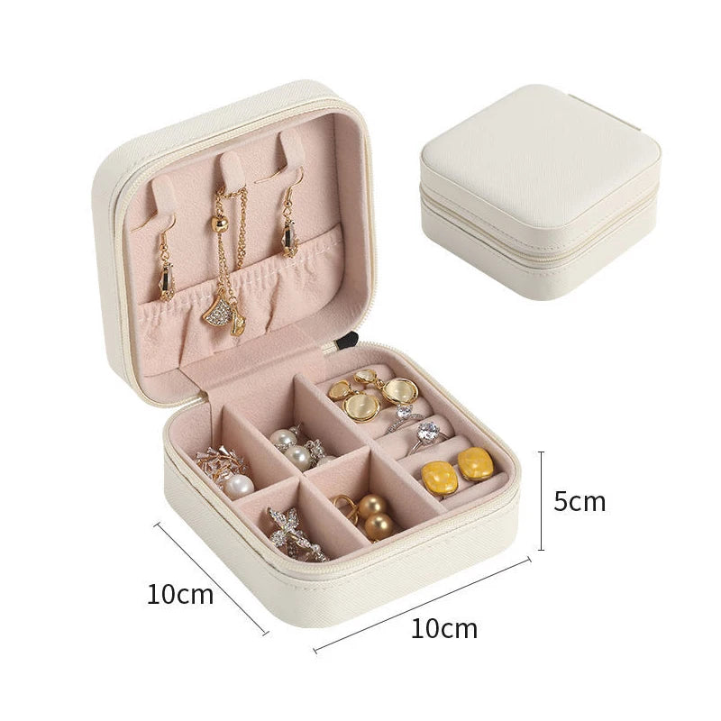 Double-Layer Wooden Jewelry Box – PU Leather Ring & Accessory Organizer with Storage and Makeup Case