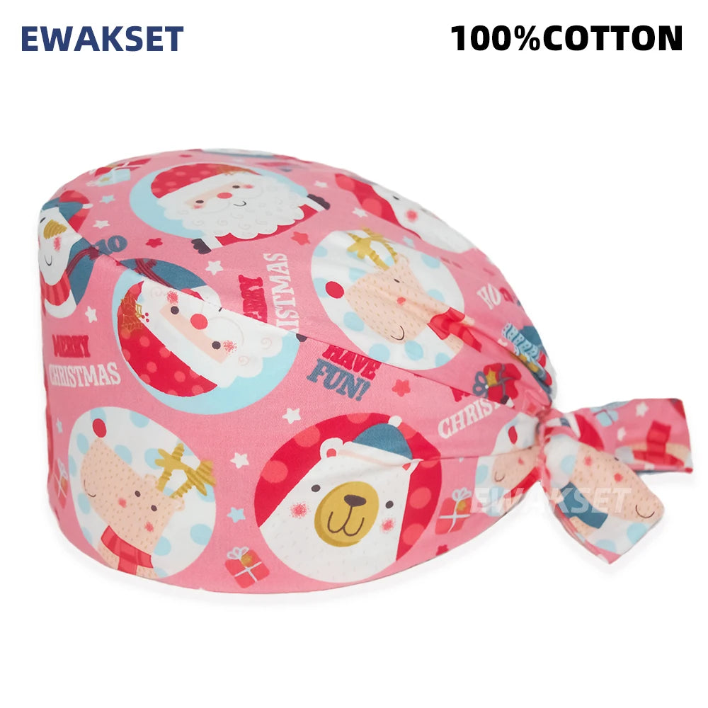 Unisex Soft Scrub Cap – Cartoon Print Surgical Hat for Men and Women, Operating Room Nursing Accessories