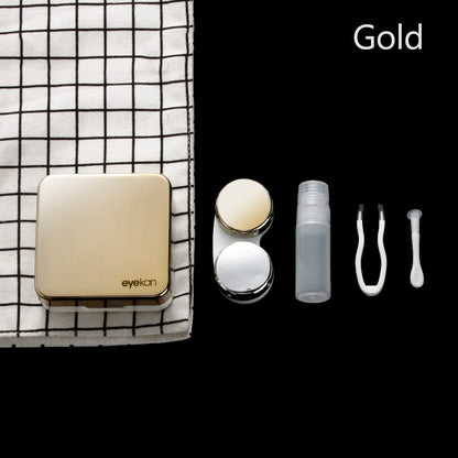 Square Contact Lens Case – Portable Travel Lens Storage & Soaking Box Holder, Solid Color Fashion Eyewear Accessory Container