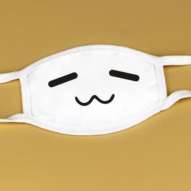 Kawaii Anime Expression Cotton Face Mask – Breathable Smile Mouth Muffle for Unisex Korean Style