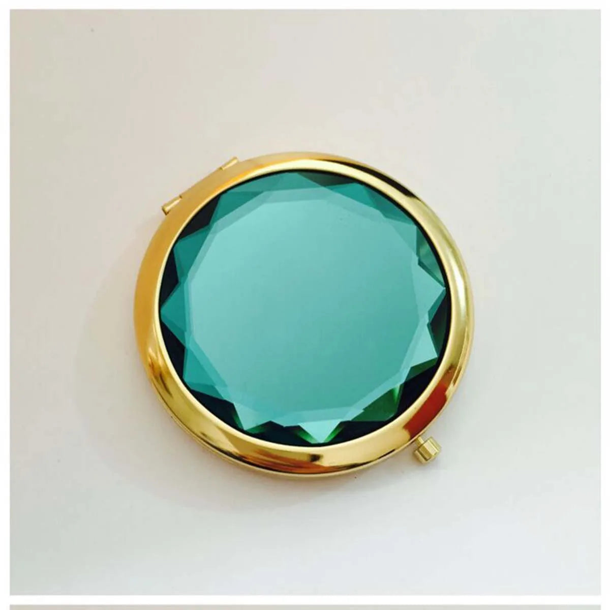 Luxury Crystal Folding Makeup Mirror - Portable Round Gold & Silver Pocket Compact Mirror, Personalized Beauty Gift