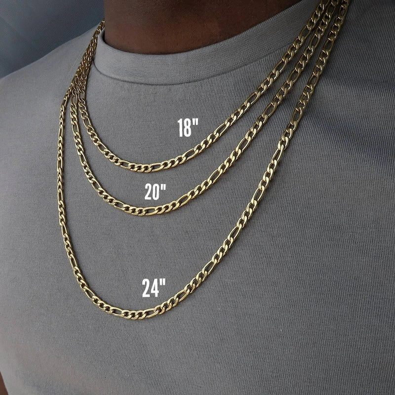 Fashion Classic Figaro Chain Necklace - Stainless Steel Long Chain for Men and Women