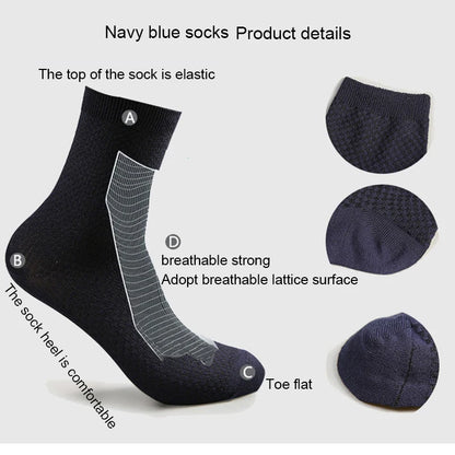 10 Pairs Men’s Bamboo Fiber Compression Socks – Long Black Business Casual Dress Socks, Breathable Autumn Wear, Plus Size 42–45 Gift Pack