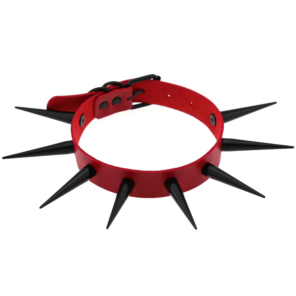 Big Long Spiked Choker Collar – Cool Punk Necklace for Women & Men, Metal Rave Festival Goth Jewelry