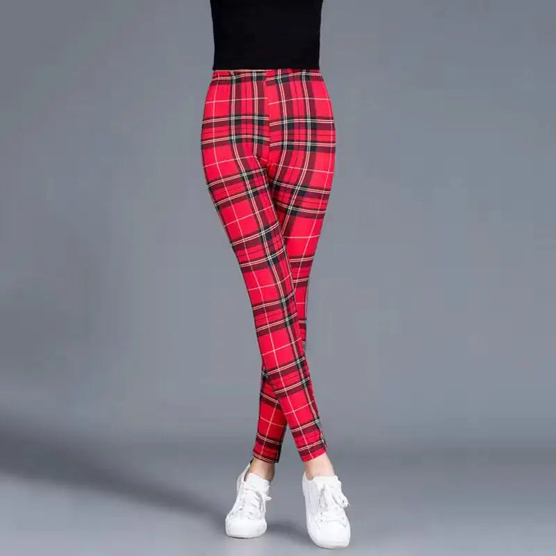 Plus Size Women Printed Leggings – Floral Elephant Star Plaid High Waist Stretch Slim Fit Skinny Pants 2XL–3XL Milk Silk Jeggings
