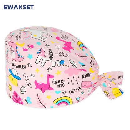 Unisex Soft Scrub Cap – Cartoon Print Surgical Hat for Men and Women, Operating Room Nursing Accessories