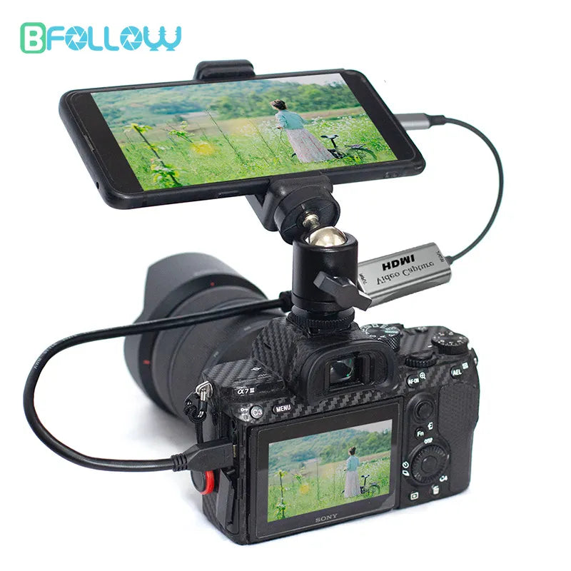 BFOLLOW Android Phone Tablet Camera Monitor HDMI Adapter - Ideal for Vloggers, YouTubers, Filmmakers - DSLR Video Capture Card