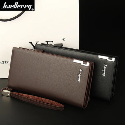 Baellerry Men’s Long Wallet – Large Capacity Zipper Clutch with Card Holder & Coin Pocket, Luxury Handbag Purse