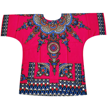 African Dashiki Cotton T-Shirt - Traditional Printed Unisex Fashion Top with Vibrant Ethnic Style Design