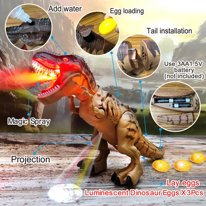 Large Electric Walking Dinosaur Toy – Spray, Lay Eggs, Light, and Sound Features | Mechanical Dinosaur Robot Model for Kids