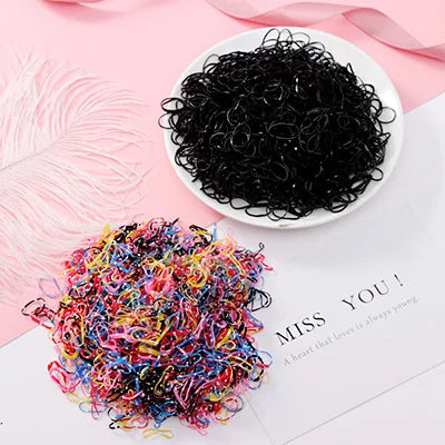 1000pcs Colorful Disposable Rubber Hair Bands for Girls – Small Ponytail Scrunchies, Fashion Hair Accessories Pack