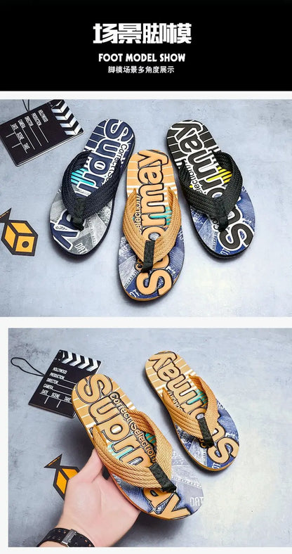 2023 Men’s Flip Flops – Trendy Anti-Skid Casual Beach Slides, Outdoor & Household Sandals
