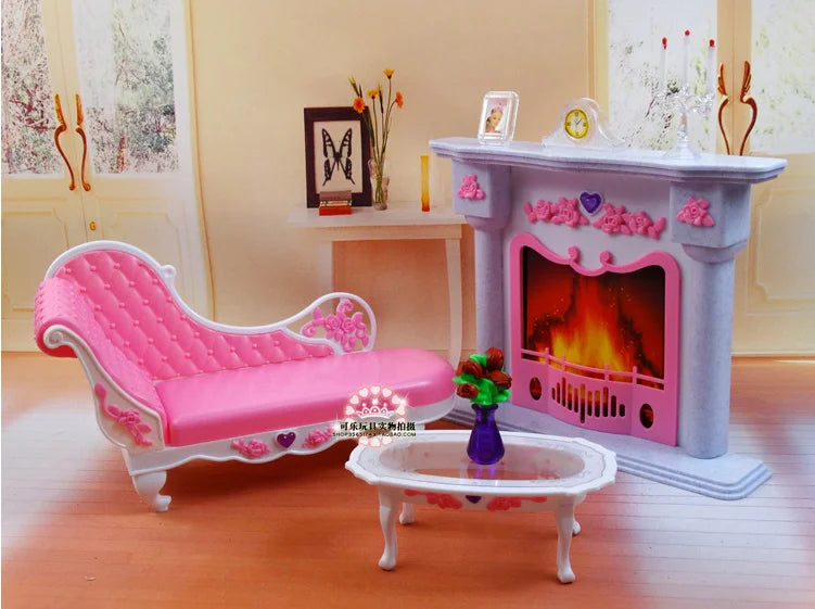 Barbie Doll Furniture Set – Miniature Playhouse Accessories for Fashion Dolls