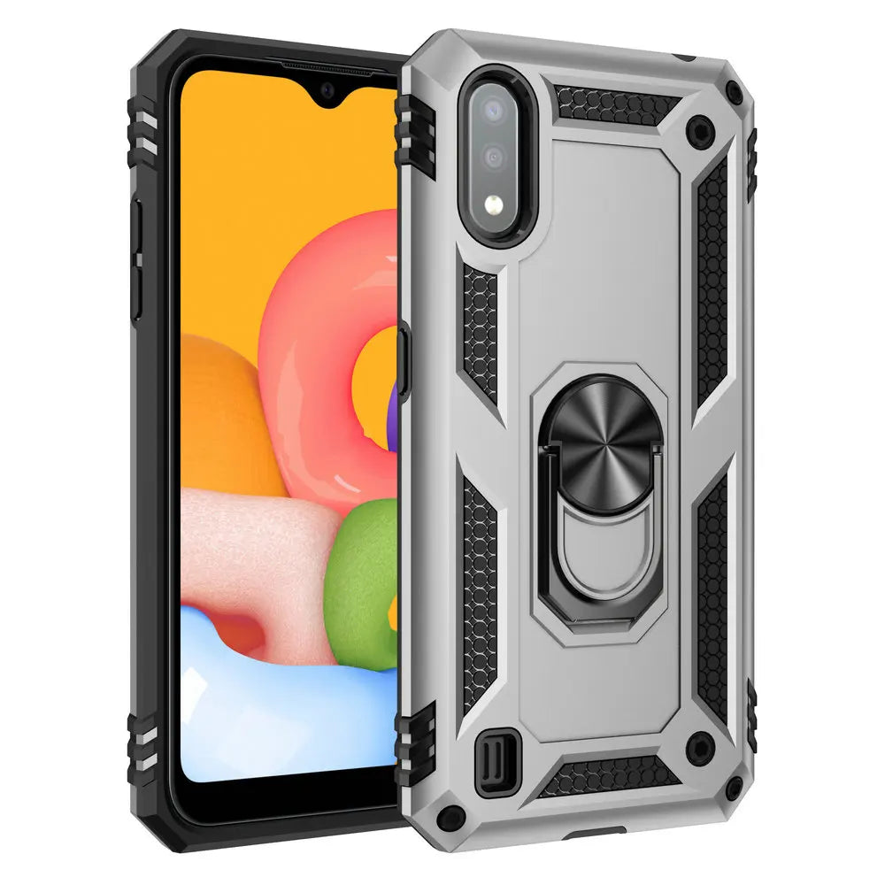 Shockproof Case for Samsung Galaxy A01, A02, A02S – Metal Ring Etui Back Cover Shell | Durable Protection