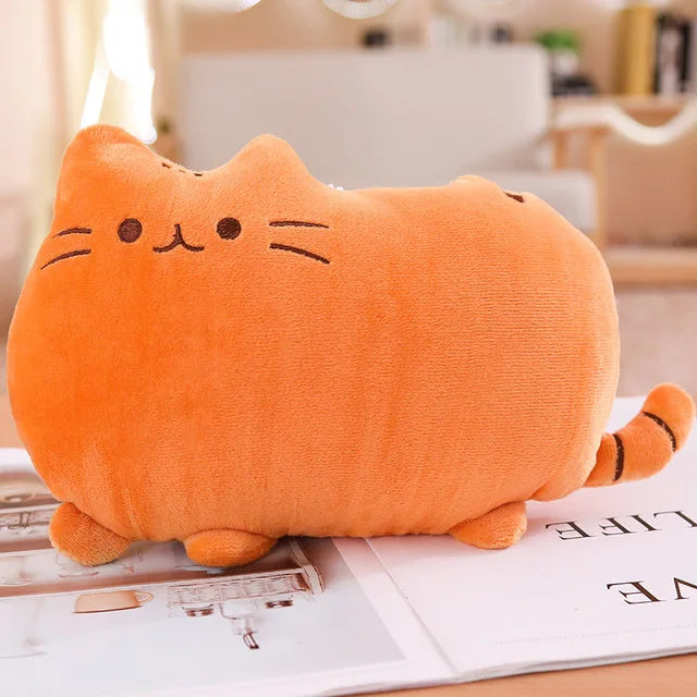 Kawaii Cat Plush Pillow - Soft Colorful Kitten Cushion Stuffed Toy in Gray, Pink & White, Cute Gift for Girlfriend