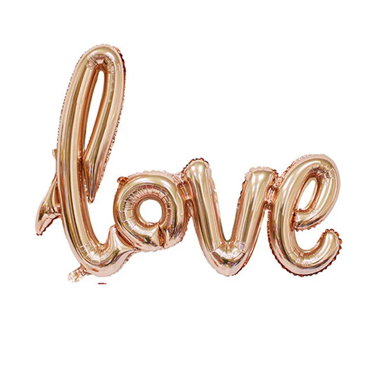 108cm LOVE Letter Foil Balloon - Perfect Wedding, Valentine's, Anniversary, or Birthday Party Decoration with Champagne Cup and Photo Booth Props