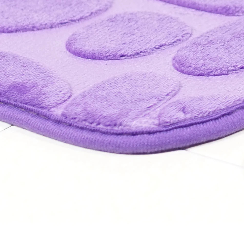 2PC Set Funnel Cobblestone Anti-Slip Bathroom Mat - Toilet Rug, New Bath Mat Set