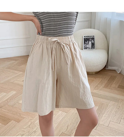 2024 Women’s High Waist Cotton Summer Shorts with Pockets – Casual Loose Fit Soft Cool Shorts for Girls