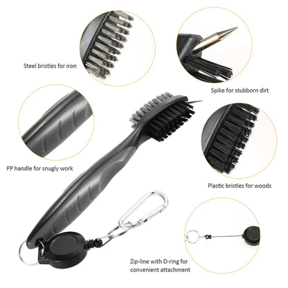 Golf Club Brush – 2-Sided Groove Cleaner Kit for Putter, Wedge & Ball, Golf Accessories
