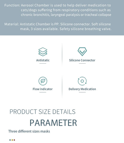 Pet Aerosol Chamber Inhaler — Silicone Mask Spacer for Cats and Dogs