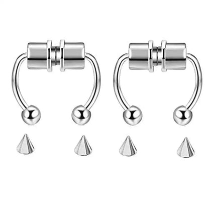 Women’s Fake Septum Piercing – Stainless Steel Magnetic Nose Hoop Clip, Punk Rock Body Jewelry Gift