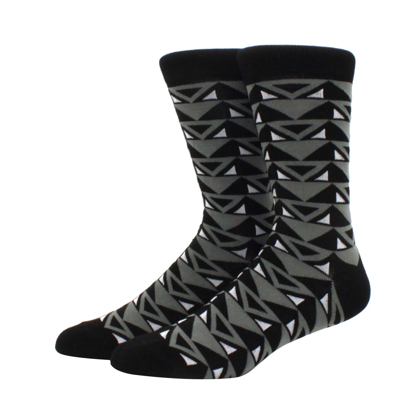 Men’s Funny Argyle Diamond Pattern Cotton Socks – Large Size 3D Geometric Crew Tube Socks, Combed Cotton Casual Novelty Socks