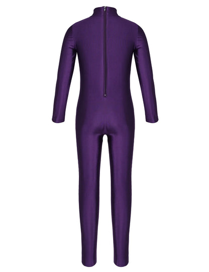 Kids Girls Full Body Gymnastics Bodysuit, Ballet Dance Jersey Leotard, Jumpsuit Sports Unitard, Children Dancewear and Sportswear