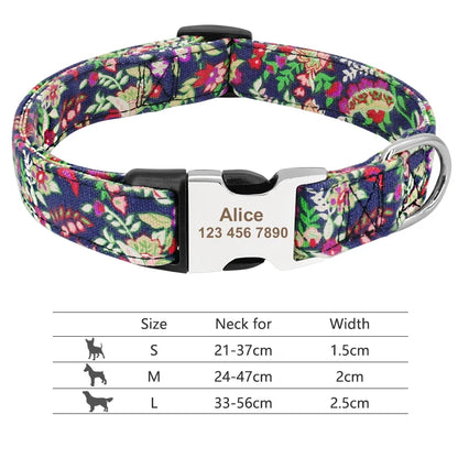 Adjustable Nylon Dog & Cat Collar – Personalized ID Collar with Engraved Name Buckle, Anti-Lost for Small, Medium & Large Pets