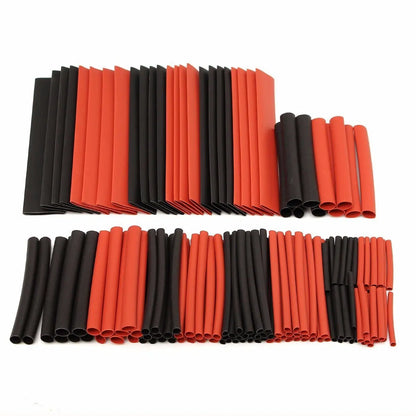 150pcs Heat Shrink Tube Kit – 2:1 Polyolefin Insulation Sleeving for Wire & Cable, Red/Black with Storage Box