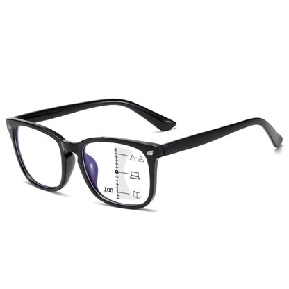 CRIXALIS Square Multifocal Progressive Reading Glasses Anti-Glare UV400 Fashion Computer Eyewear for Men & Women with Diopter Support